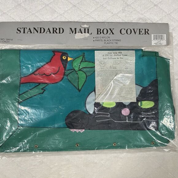 Vintage Nylon Standard Mail Box Cover Black Cat Red Cardinal Brand New - Picture 4 of 5